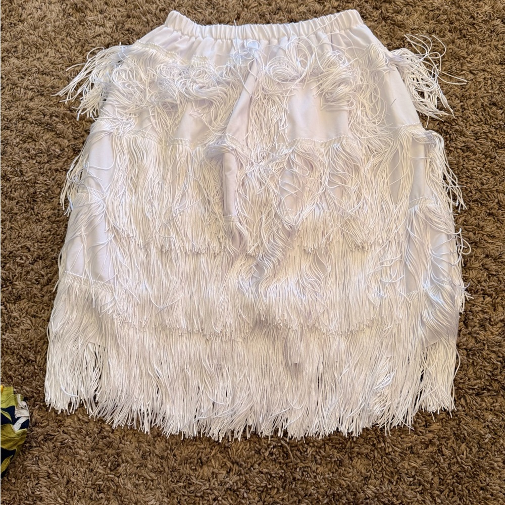 Elegant White Fringe Skirt